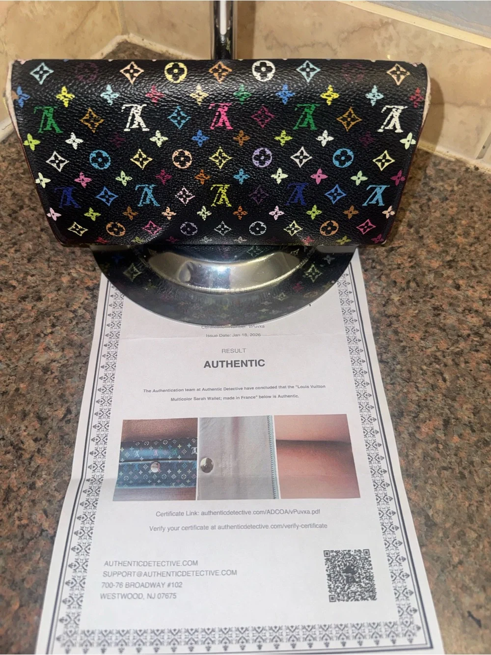 Louis Vuitton Black Murakami long Wallet with COA